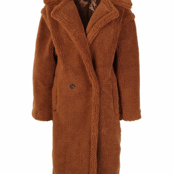 🛑SOLD🛑 BOOHOO CHOCOLATE OVERSIZED TEDDY FAUX FUR COAT M - Picture 2 of 15
